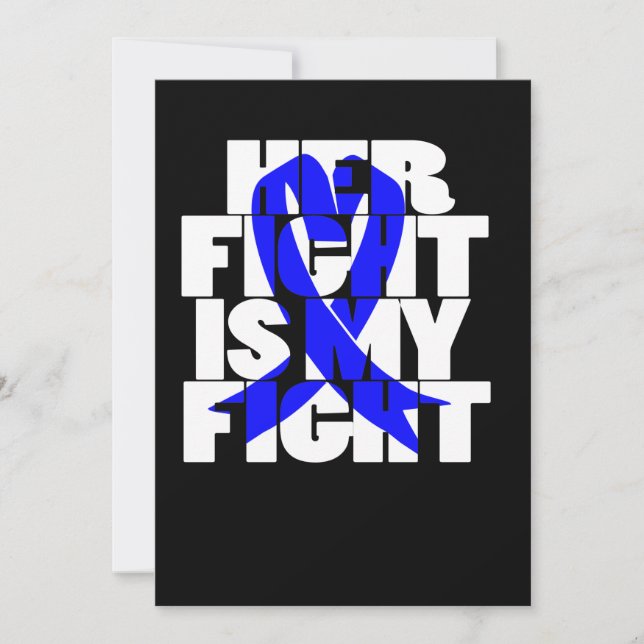 Her Fight Is My Fight Colon Cancer Blue Ribbon (2) Save The Date (Front)