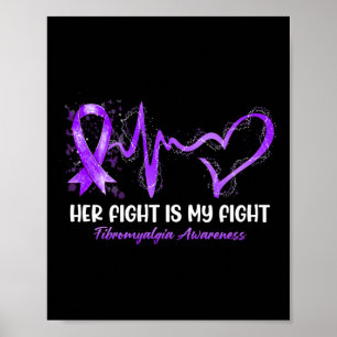 Her Fight Is My Fight Heartbeat Fibromyalgia Aware Poster