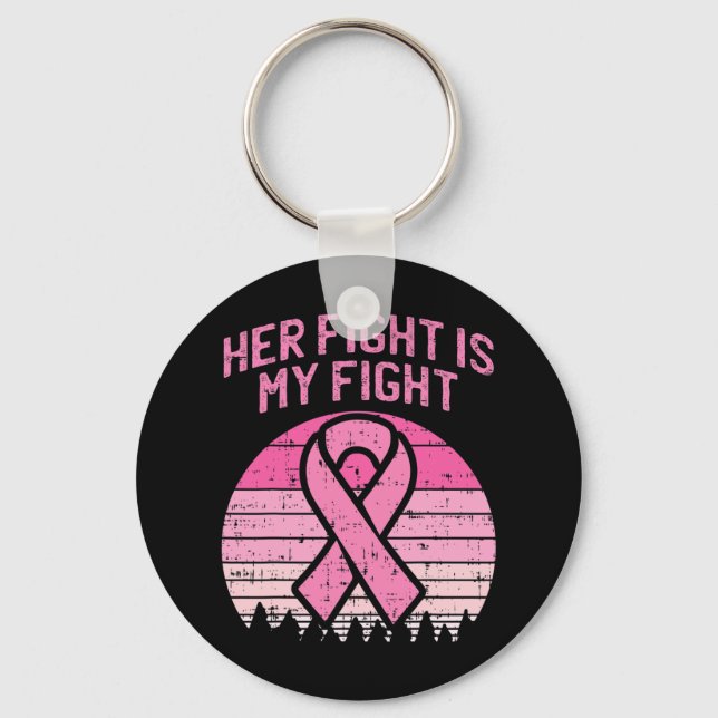 Her Fight Is My Fight Husband Breast Cancer Awaren Key Ring (Front)