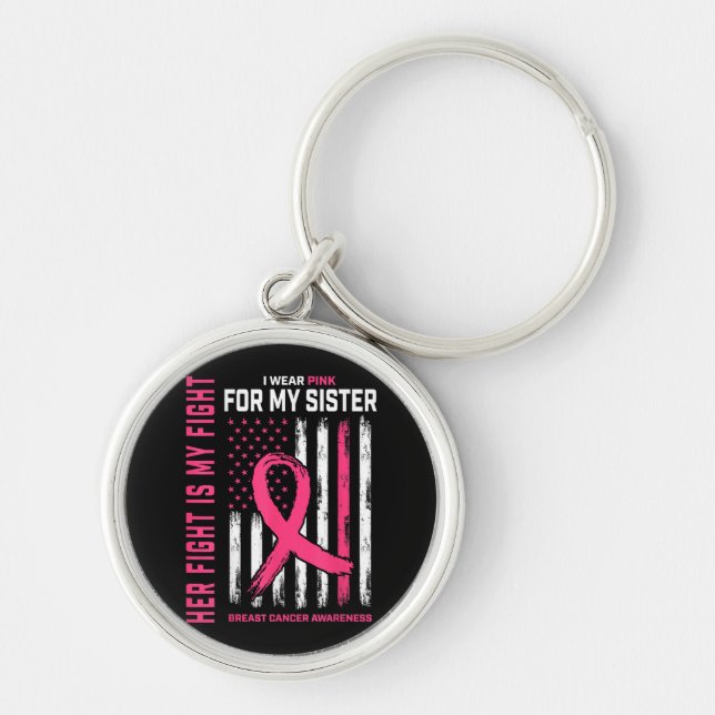 Her Fight Is My Fight I Wear Pink Sister Breast Ca Key Ring (Front)