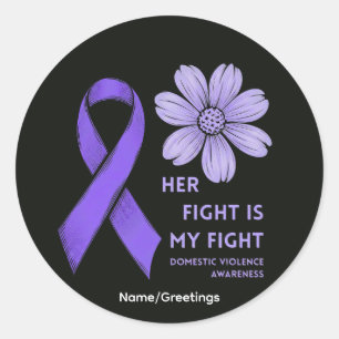 Her Fight Is My Fight Purple Ribbon Awareness Classic Round Sticker