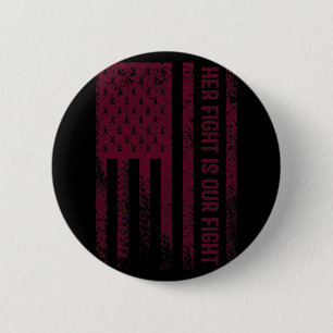 Her Fight Is My Fight Ribbon Heart Brain Aneurysm 6 Cm Round Badge