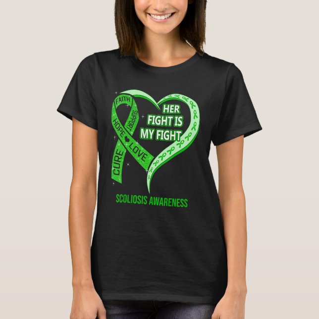 Her Fight Is My Fight Scoliosis Awareness Ribbon H T-Shirt (Front)