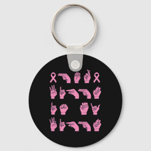 Her Fight Is My Fight Sign Language Breast Cancer Key Ring
