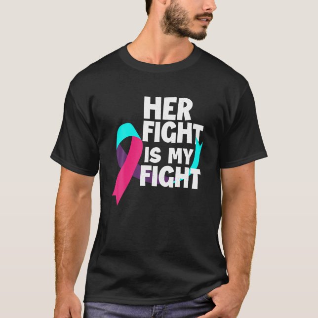 Her Fight Is My Fight Thyroid Cancer Support Thyro T-Shirt (Front)
