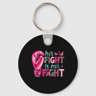 Her Fight Is Our Fight Boxing Gloves Breast Cancer Key Ring