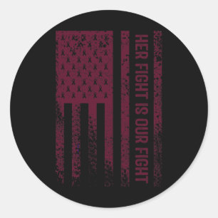 Her Fight Is Our Fight Brain Aneurysm Awareness 1  Classic Round Sticker
