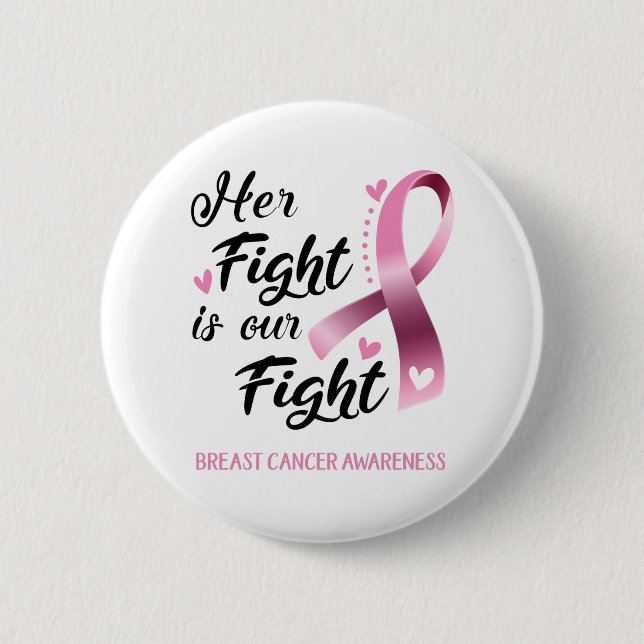 Her Fight is our Fight Breast Cancer Awareness 6 Cm Round Badge (Front)