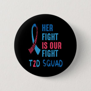 Her Fight Is Our Fight Diabetes Awareness Day T2d  6 Cm Round Badge
