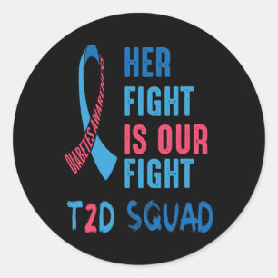 Her Fight Is Our Fight Diabetes Awareness Day T2d Classic Round Sticker