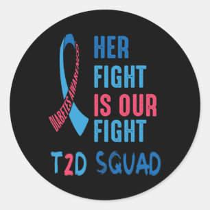 Her Fight Is Our Fight Diabetes Awareness Day T2d  Classic Round Sticker
