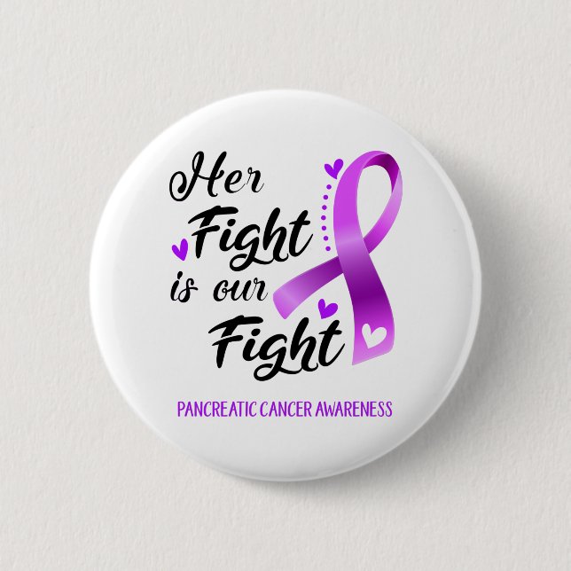 Her Fight is our Fight Pancreatic Cancer Awareness 6 Cm Round Badge (Front)