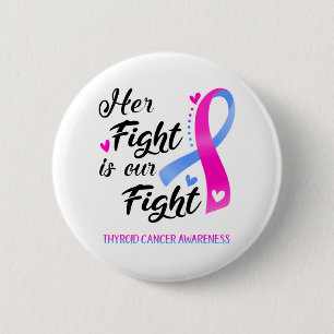 Her Fight is our Fight Thyroid Cancer Awareness 6 Cm Round Badge