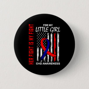 Her Fight Little Girl Chd Awareness American Flag 6 Cm Round Badge