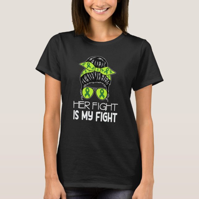 Her Fight My Fight Cerebral Palsy Messy Bun CP Awa T-Shirt (Front)