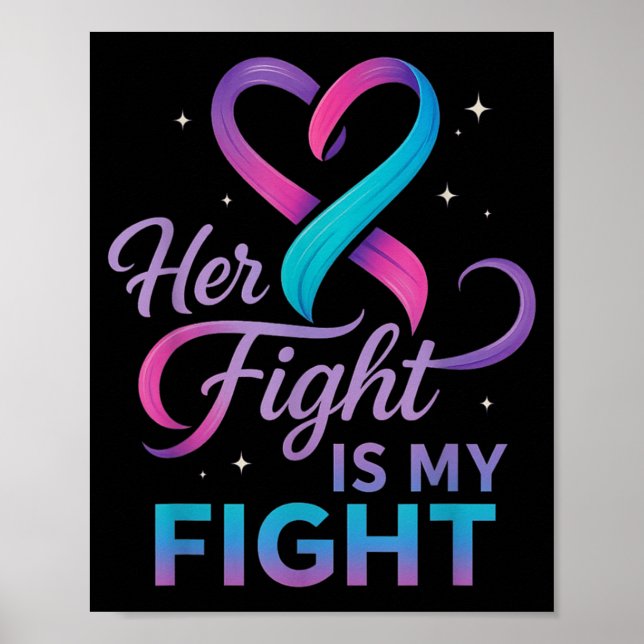 Her Fight My Fight Thyroid Cancer Awareness Suprt Poster (Front)
