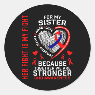 Her Fight Sister Chd Awareness Heart Disease Graph Classic Round Sticker