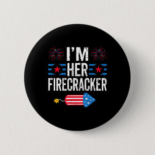 Her Firecracker 4th Of July Fireworks Matching Cou 6 Cm Round Badge
