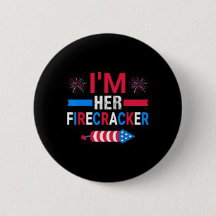 Her Firecracker July 4th Matching Couple For Here  6 Cm Round Badge