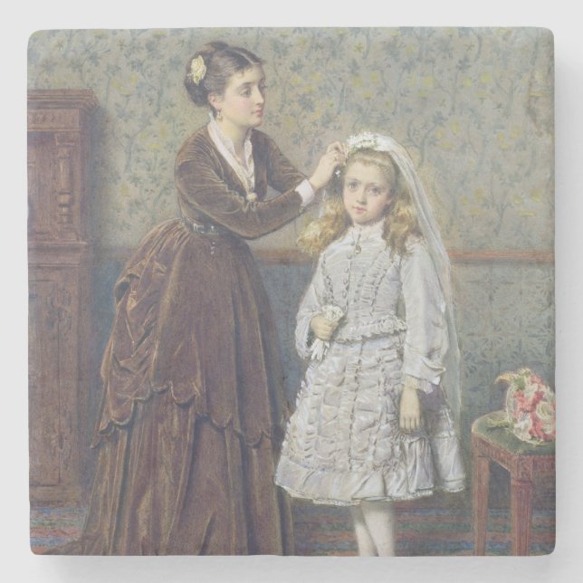 Her First Communion Stone Coaster (Front)