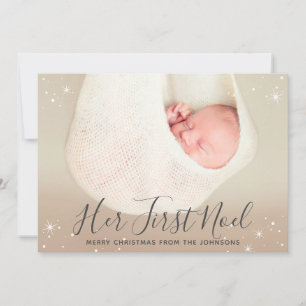 Her First Noel Baby's First Christmas Photo Holiday Card