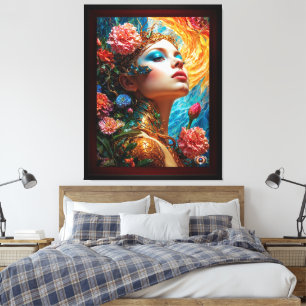 Her Floral Delights AI Concept Art by Xzendor7 Canvas Print