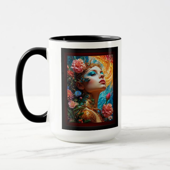 Her Floral Delights AI Concept Art by Xzendor7 Mug (Left)