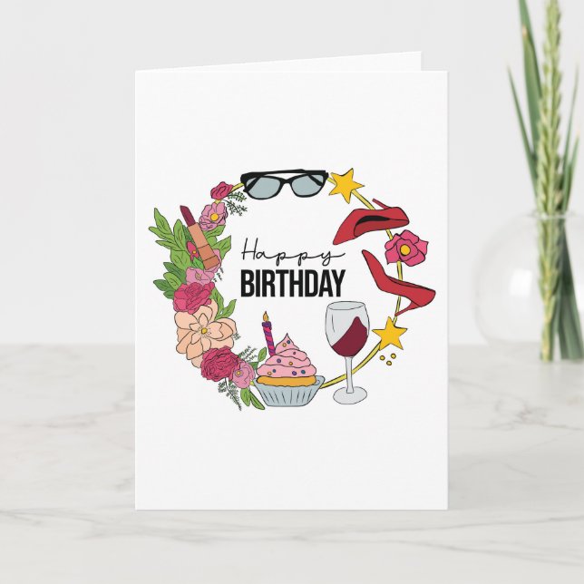 Her Fun Modern Ladies Accessories Birthday Card (Front)