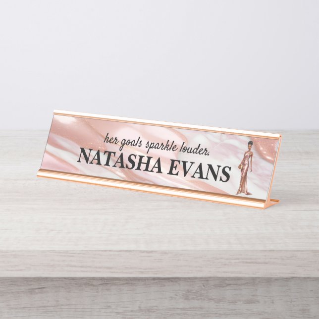 'Her Goals' Inspirational Personalised Name Plate (Front)