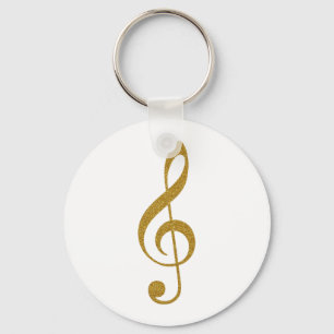 her golden treble clef musical note key ring