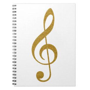 her golden treble clef musical note notebook