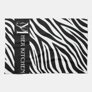 Her Kitchen Zebra Print Monogram Towel