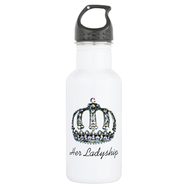 "Her Ladyship" Tiara Water Bottle (Front)