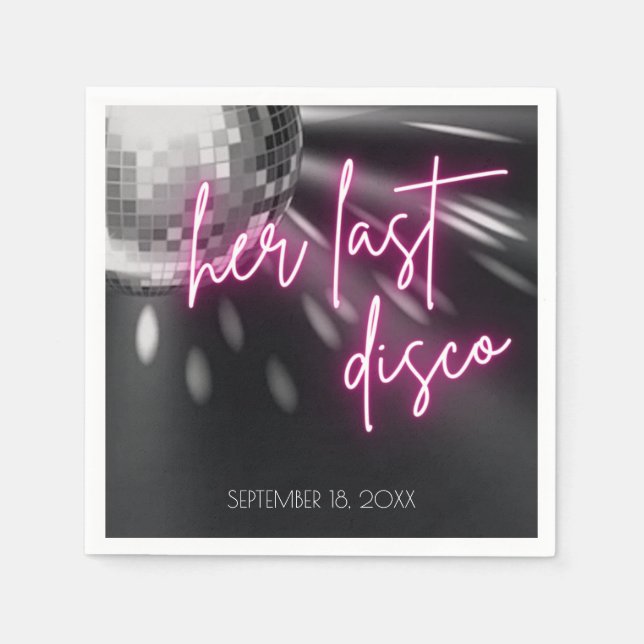 Her Last Disco Bachelorette Party Napkins (Front)