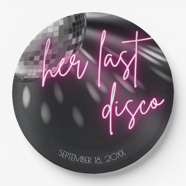 Her Last Disco Bachelorette Party Napkins Paper Plate (Front)