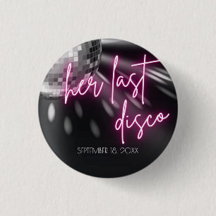 Her Last Disco Bachelorette Party Napkins Square P 3 Cm Round Badge