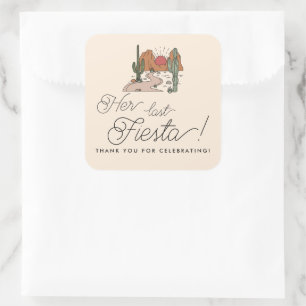 Her Last Fiesta Boho Desert Bachelorette Favour Square Sticker