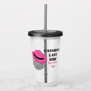 Her Last Ride Disco Cowgirl Bachelorette Party Acrylic Tumbler