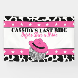 Her Last Ride Disco Cowgirl Bachelorette Party Banner