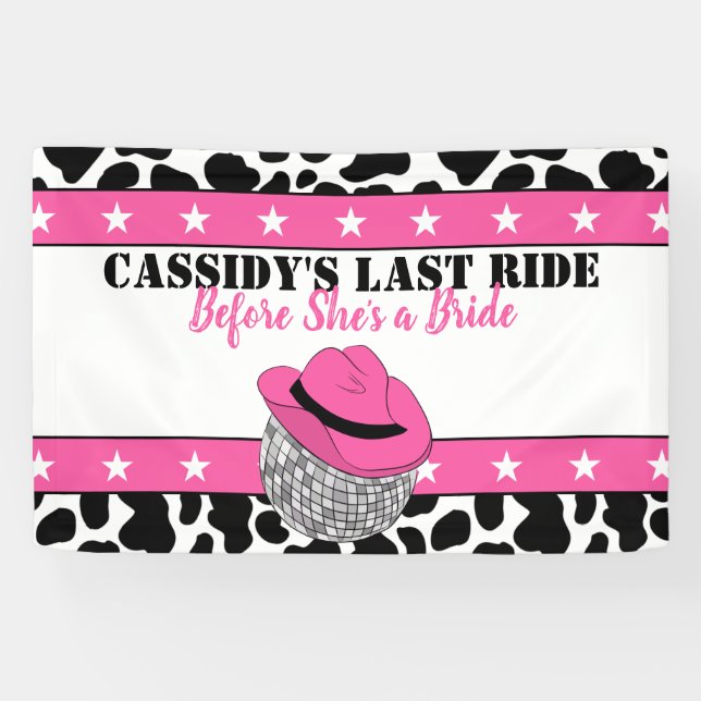 Her Last Ride Disco Cowgirl Bachelorette Party Banner (Horizontal)