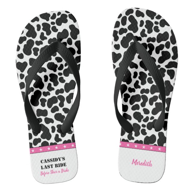 Her Last Ride Disco Cowgirl Bachelorette Party Flip Flops (Footbed)