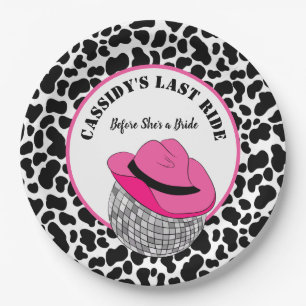 Her Last Ride Disco Cowgirl Bachelorette Party Paper Plate