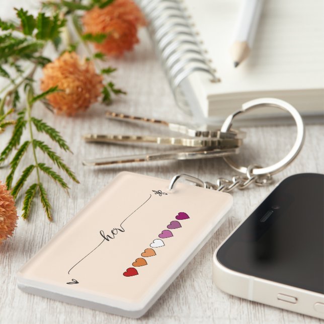 Her Lesbian Hearts Acrylic Keychain (Front Right)