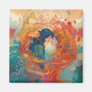 Her Love, Her Way Lesbian Kiss Art Deco Style Magnet