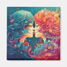 Her Love, Her Way  | Lesbian Kiss Art Deco Style