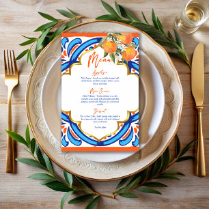 Her Main Squeeze orange blue menu card