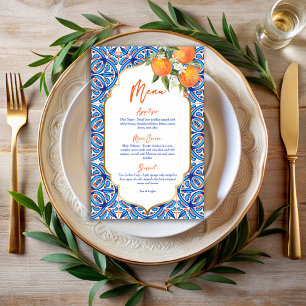 Her Main Squeeze orange blue menu card