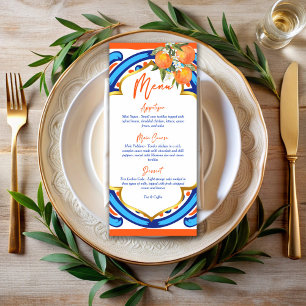 Her Main Squeeze orange blue menu card