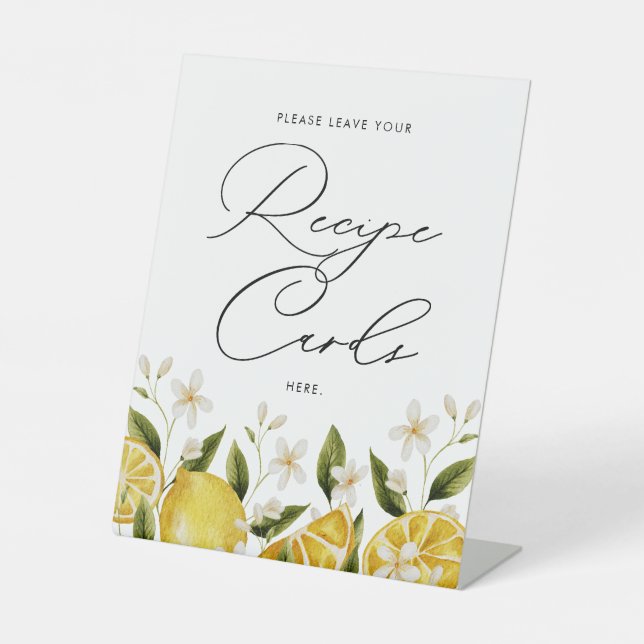 Her Main Squeeze Recipe Cards Bridal Shower Pedestal Sign (Front)