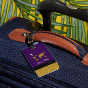 Her Modern Chic Travel Purple Luggage Tag